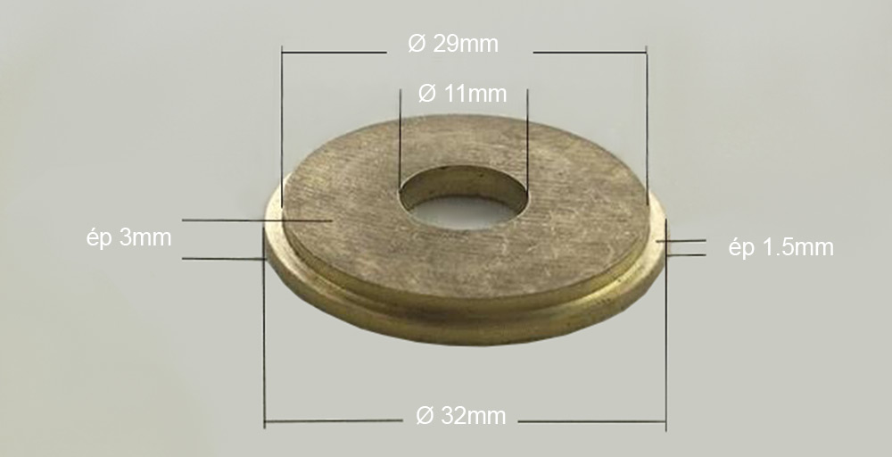 Rondelle épaulée en laiton passage M10 pour lustrerie diamètre 32mm