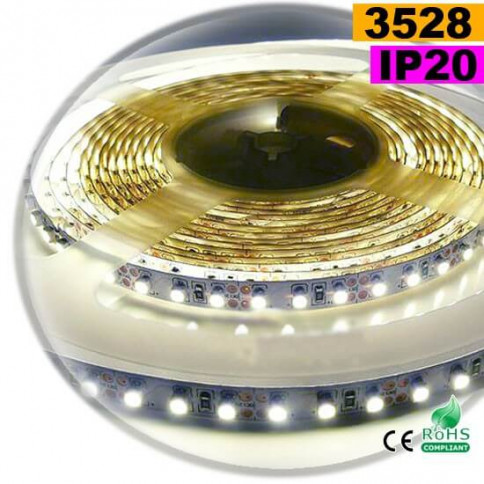 Strip LED blanc chaud SMD 3528 IP20 120 LED/m 5 mètres