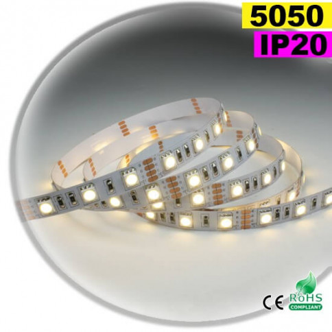 Strip LED blanc chaud SMD 5050 IP20 60 LED/m sur mesure