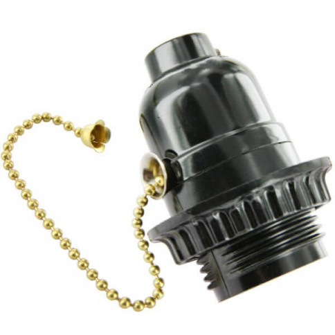 Douille De Lampe Avec Interrupteur à Chaînette - E27 Noir - Support Plastique M10 - Pour Lampe De Table Ou Plafonnier