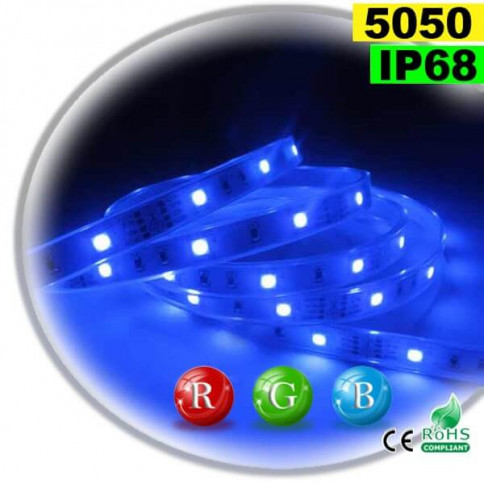 Strip LED RGB SMD 5050 IP68 30 LED/m rouleau de 30 mètres
