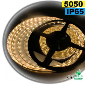 Strip Led blanc chaud léger SMD 5050 IP65 60leds/m 30m
