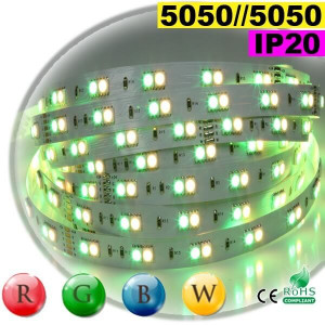 Strip LEDs RGB-WW IP20 - Double assemblage juxtaposer de LEDs 5050 5 mètres