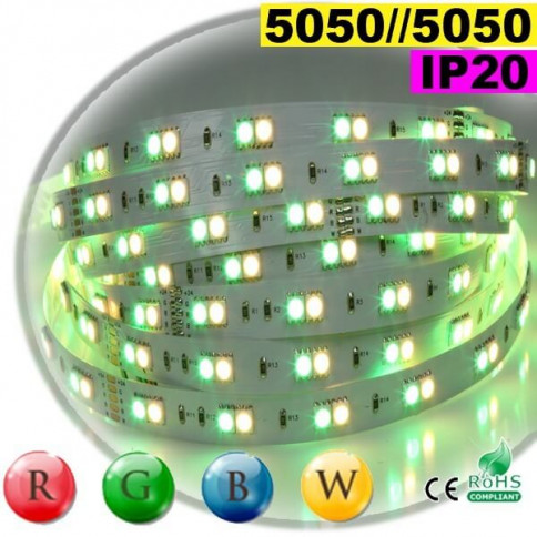  Strip LEDs RGB-WW IP20 - Double assemblage juxtaposer de LEDs 5050 5 mètres 