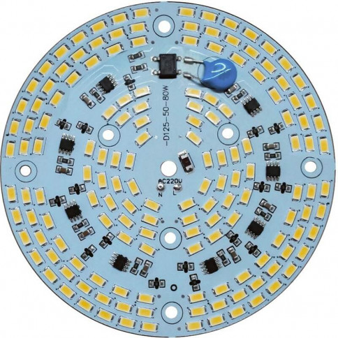 Platine AC LED 80 watts à alimentation transistorisé 230V - 156 LED 5730 - Ø 124 mm