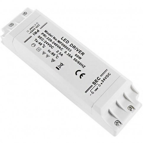 Compact 60 watt transformer LED power supply - 24 volts