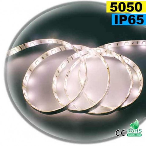 Strip LED blanc SMD 5050 IP65 30 LED par mètre - rouleau de 5 mètres