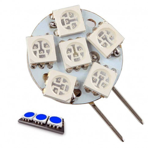 Bulb 6 LED blue type 5050 SMD 12 volts G4 base