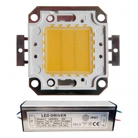 LED Matriciel Chip on board de 30 watts avec son alimentation