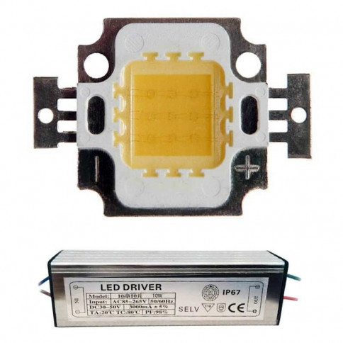 LED Matriciel Chip on board de 10 watts avec son alimentation