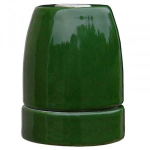  E27 lampholder in high-gloss enamelled porcelain in olive green