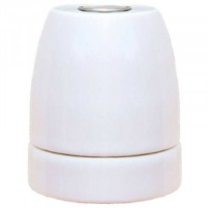 Douille E27 en porcelaine émaillée brillante coloris blanc nacre