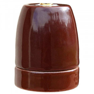  E27 lampholder in chestnut brown gloss enamelled porcelain