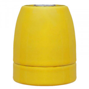Douille E27 en porcelaine émaillée brillante coloris jaune indien