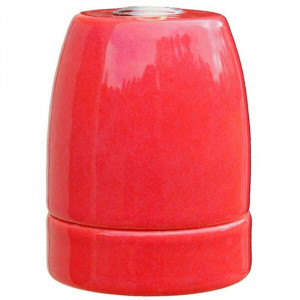 E27 lampholder in gloss enamelled porcelain in pink