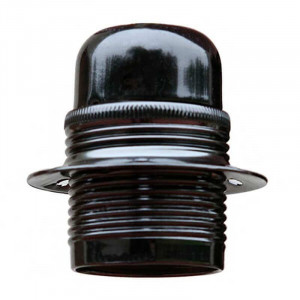  E27 screw lampholder in steel with black chrome finish