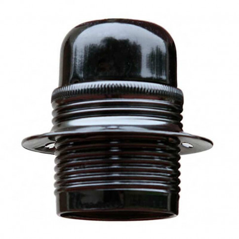  E27 screw lampholder in steel with black chrome finish