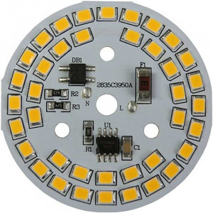 9 watt AC LED module with 230V transistor power supply - 39 LED 2835 - Ø 50 mm