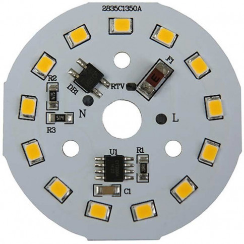 7 watt AC LED module with 230V transistor power supply - 13 LED 2835 - Ø 40 mm