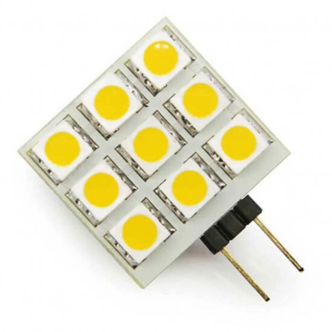 Ampoule LED culot G4 avec 9 LED SMD type 5050 SMD carré 10 à 25 volts