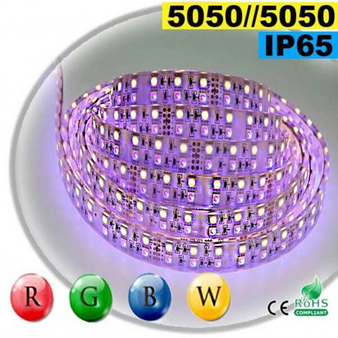  Strip LEDs large RGB-WW de 20mm IP65 - Double assemblage de LEDs 5050 sur mesure 