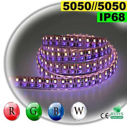  RGB-W 20mm wide LED strip IP68 - Double LED assembly 5050 5 metres