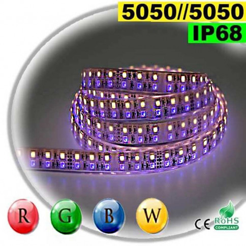  RGB-WW 20mm IP68 wide LED strip - Double LED assembly 5050 5 metres
