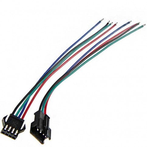 Connecteur mâle / femelle avec quatre câbles et détrompeur