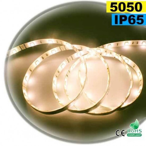 Strip LED blanc chaud léger SMD 5050 IP65 30leds/m 5m