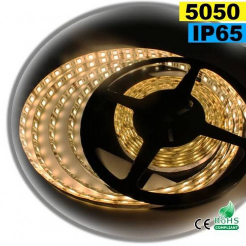 Strip 5 mètres éclairage blanc chaud léger - 60 leds / m SMD 5050 - IP65