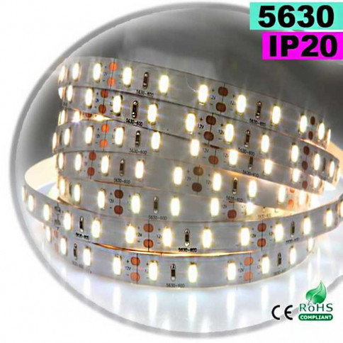  Strip Led blanc chaud leger SMD 5630 IP20 60leds/m sur mesure 