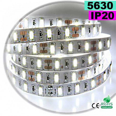  Strip Led blanc SMD 5630 IP20 60leds/m sur mesure 