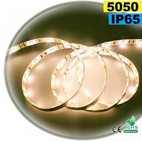  Strip Led blanc chaud léger SMD 5050 IP65 30leds/m sur mesure 