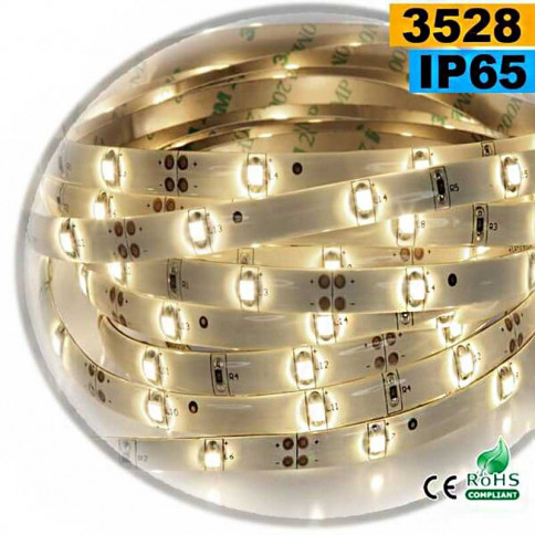 Strip LED blanc chaud léger SMD 3528 IP65 30 LED/m 5m