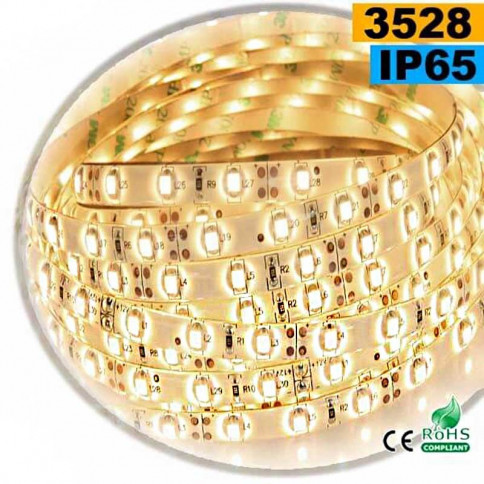 Strip LED blanc chaud léger SMD 3528 IP65 60 LED/m 5m