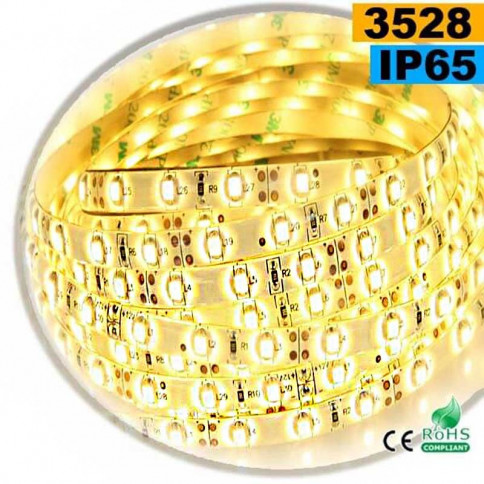  Strip Led blanc chaud SMD 3528 IP65 60leds/m sur mesure 
