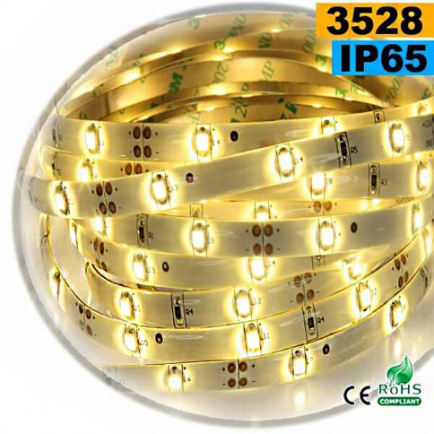 Strip LED blanc chaud SMD 3528 IP65 30 LED/m 5m