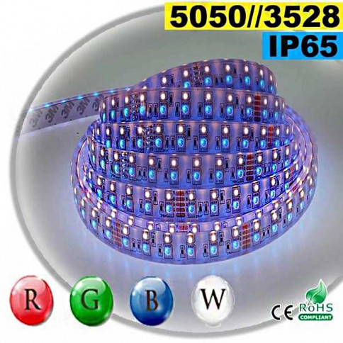  Strip LEDs RGB-W IP65 - Double assemblage de LEDs 5050 et 3528 30 mètres 