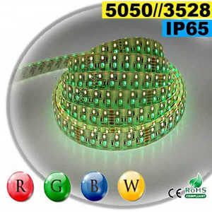 Strip LEDs RGB-WW IP65 - Double assemblage de LEDs 5050 et 3528 5 mètres