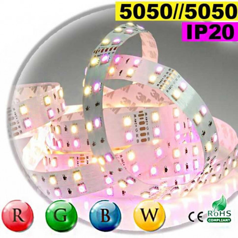 Strip LED large RGB-WW de 15mm IP20 - Double assemblage de LED 5050 5 mètres