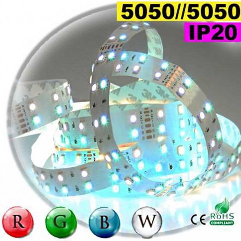  Strip LEDs large RGB-W de 20mm IP20 - Double assemblage de LEDs 5050 5 mètres 