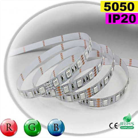 Strip LED RGB SMD 5050 IP20 60 LED/m rouleau sur mesure