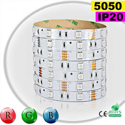  Strip Led RGB SMD 5050 IP20 30leds/m rouleau sur mesure 