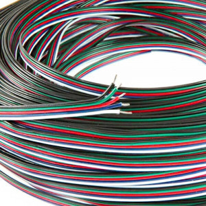 Câble électrique plat RGB W cinq couleurs de 0.3mm² longueur de 1m