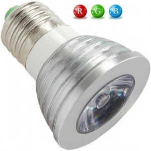 E27 RGB 3 watt LED bulb + IR remote control