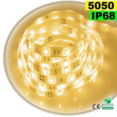  Strip Led blanc chaud SMD 5050 IP68 30leds/m 5m 