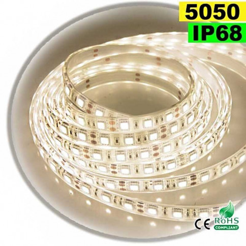  Strip Led blanc chaud leger SMD 5050 IP68 60leds/m 5m 