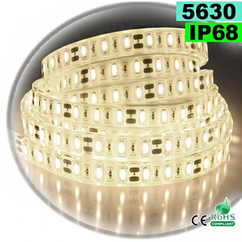 Strip LED blanc chaud léger SMD 5630 IP68 60 LED / m 5m