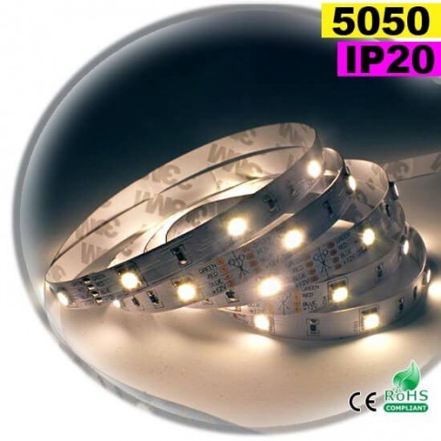Strip LED blanc SMD 5050 IP20 30leds/m