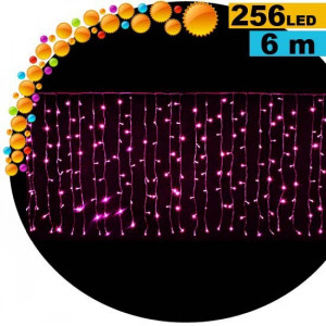 256 LED pink 8-function light curtain garland 6m